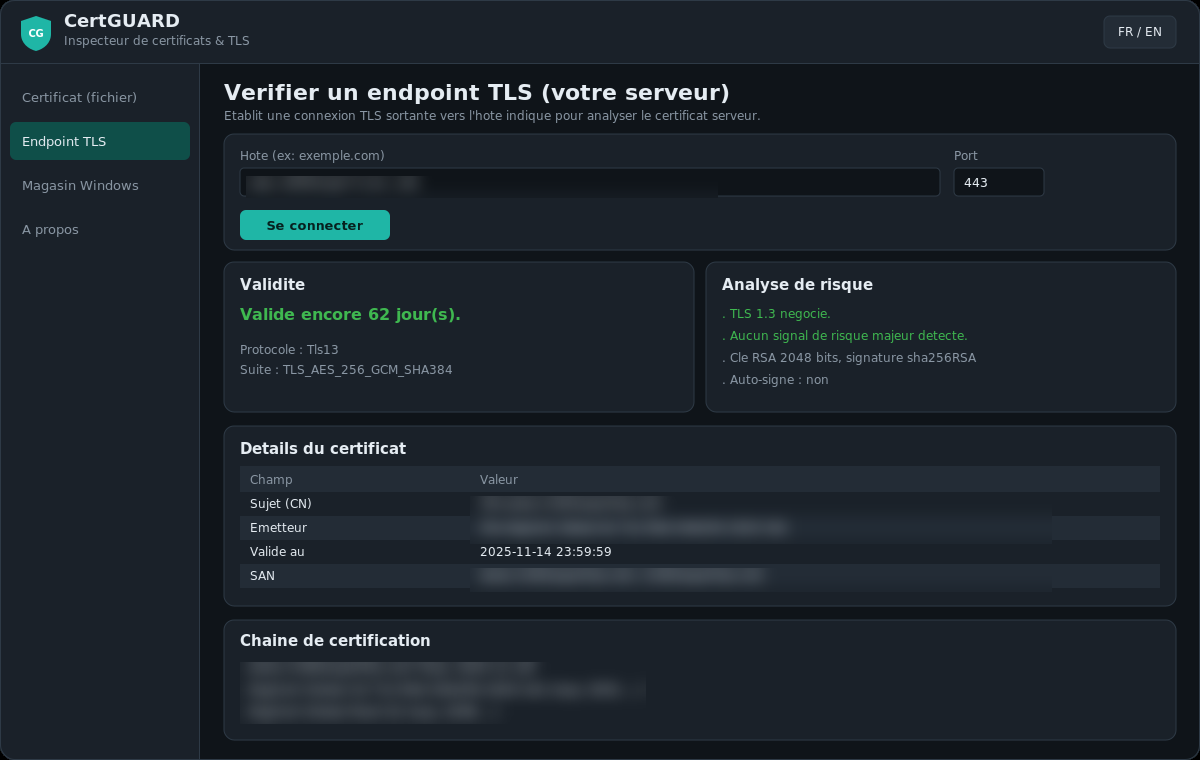 CertGUARD — Check one of your TLS endpoints