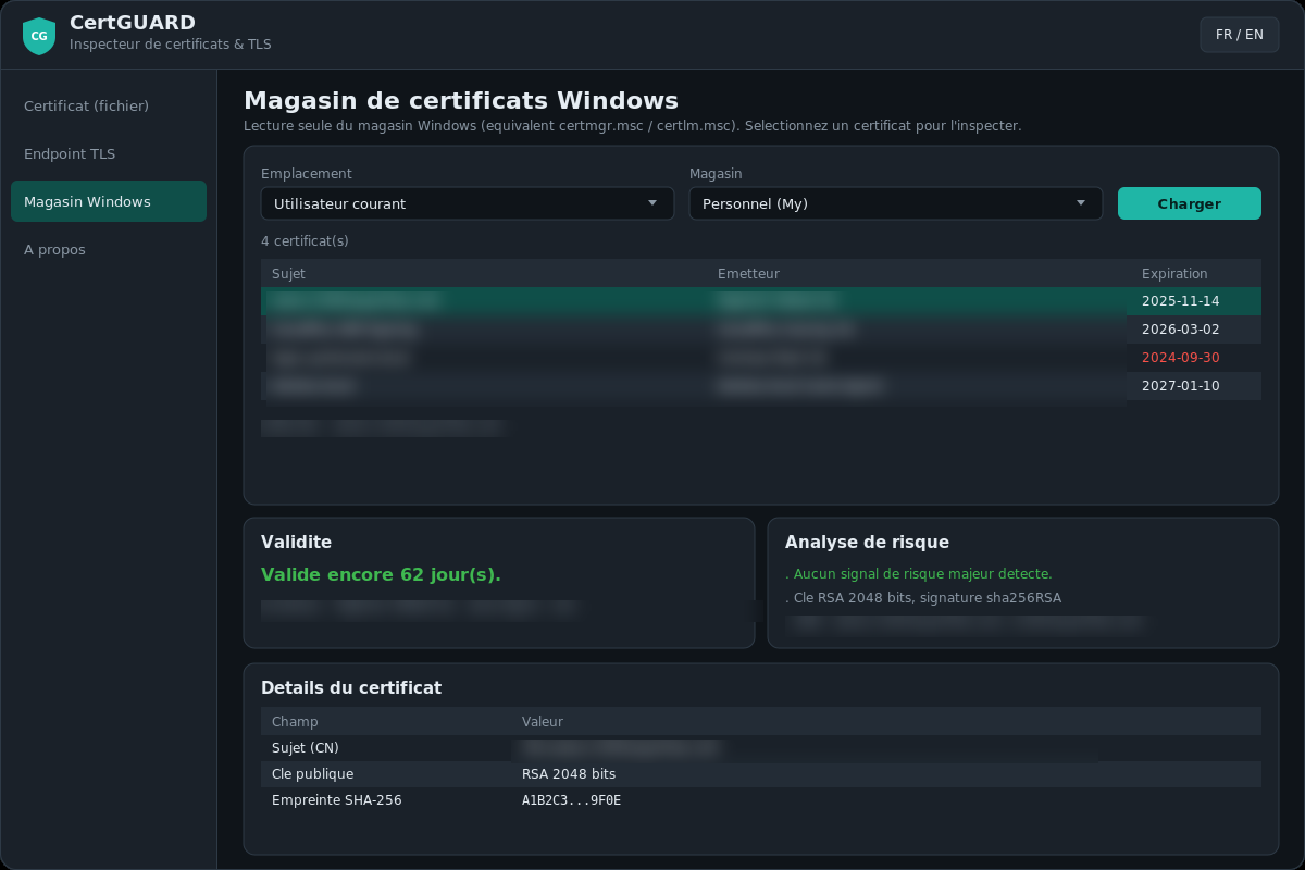 CertGUARD — Read-only Windows certificate store