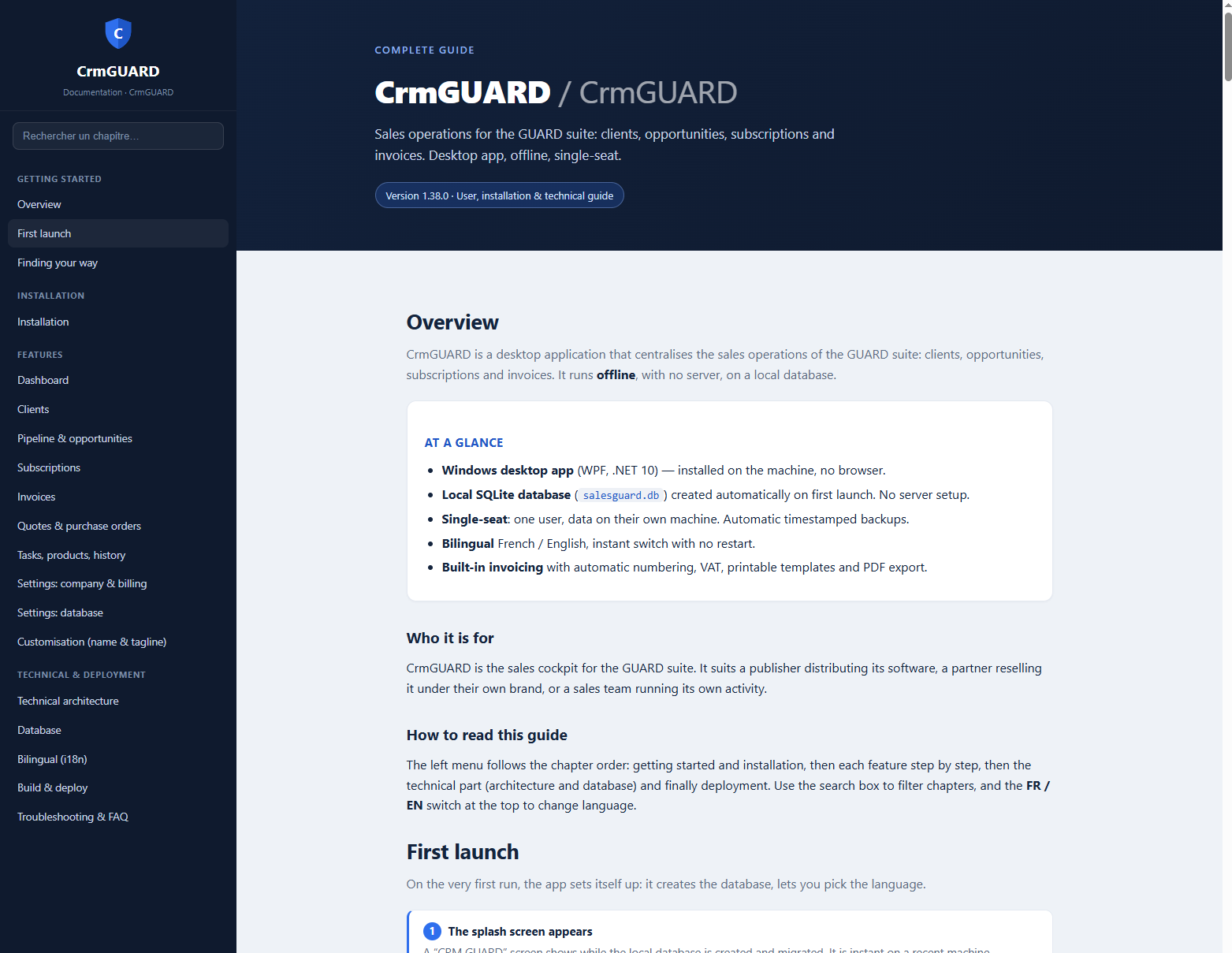 CrmGUARD — Built-in documentation